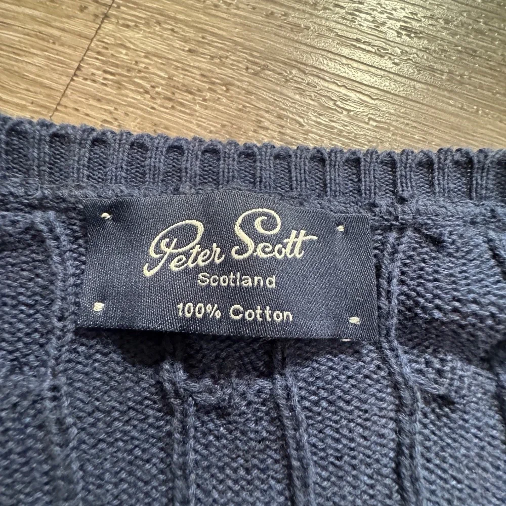 Peter Scott Sweater Mens‎ 44 Large Cotton Cable Knit Scotland Vintage Pullover